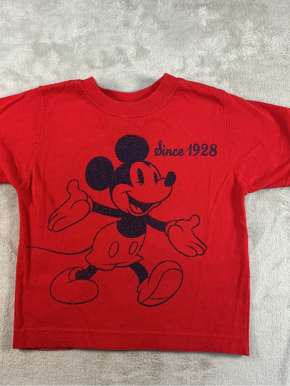 Vintage Mickey Mouse 3T Kids Toddler Red Logo T-shirt